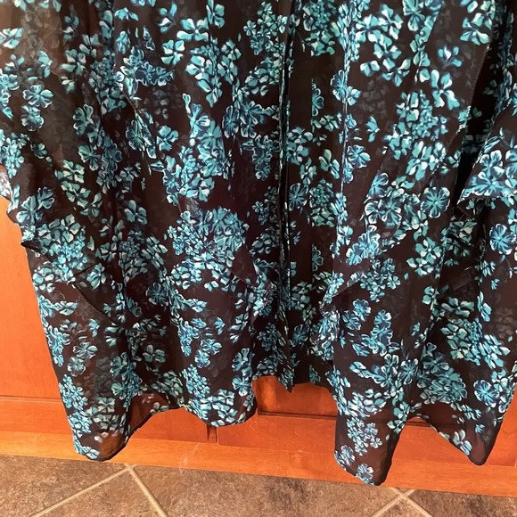 Saloni Izzie Dress Maxi Silk Chiffon Floral Print Semi Sheer Long Sleeve Size 2 - Picture 7 of 15